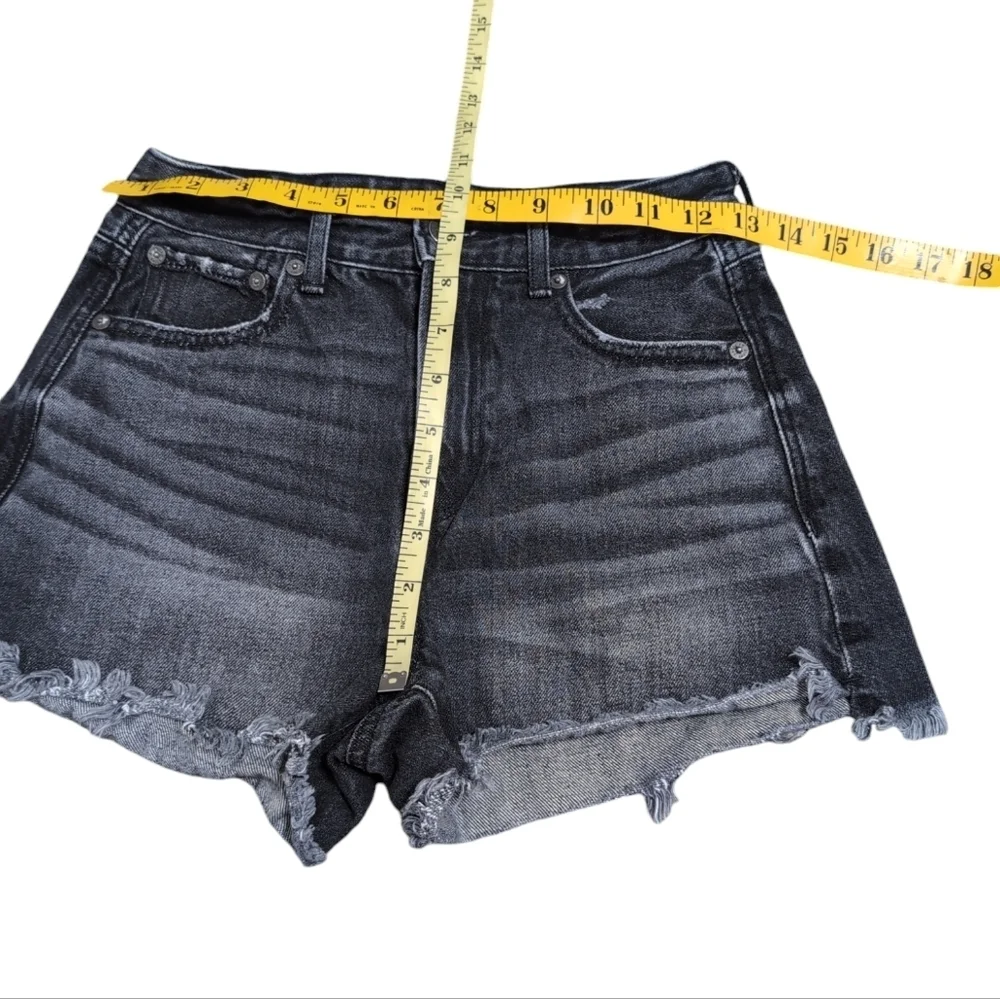 American Eagle‎ Shorts Super High Hi Rise Festival Faded Black Denim Cutoff sz 0